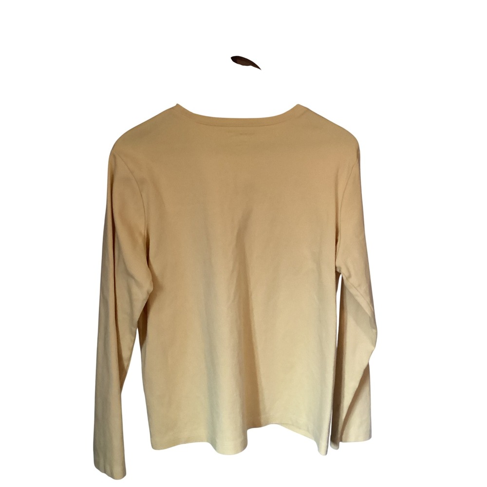 L.L. Bean Womens Long Sleeve Crewneck Cotton Tee XL Yellow Classic Casual‎